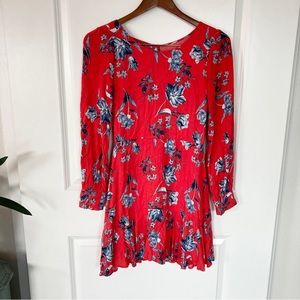 Altar’d State Red Floral Long Sleeve Dress